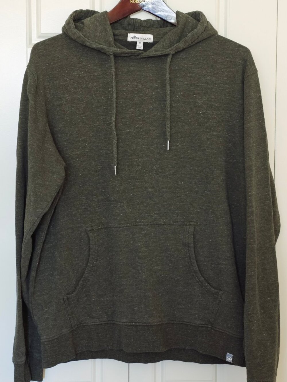 Peter Millar Hoodie Sweatshirt Mens Medium Green Lava Wash Pullover Golf